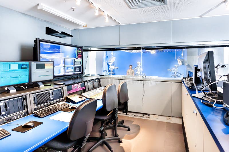 Studio control room with monitors